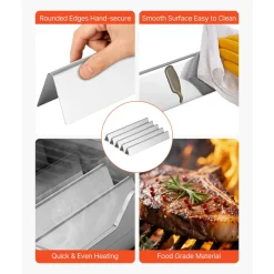 VEVOR Flavorizer Bars and Heat Deflectors, 17 inch Grill Replacement Part, for Weber Genesis 300 Series Grills, Including E310 E320 E330 S310 S320 S330, Stainless Steel Thicker Heat Plate, 7 Pack