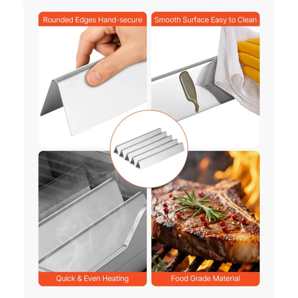 VEVOR Flavorizer Bars and Heat Deflectors, 17 inch Grill Replacement Part, for Weber Genesis 300 Series Grills, Including E310 E320 E330 S310 S320 S330, Stainless Steel Thicker Heat Plate, 7 Pack