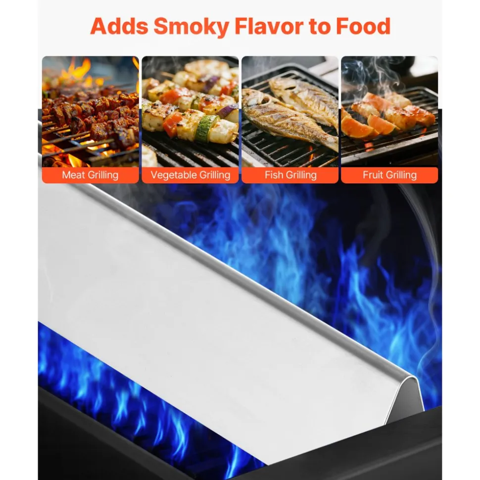 VEVOR Flavorizer Bars and Heat Deflectors, 17 inch Grill Replacement Part, for Weber Genesis 300 Series Grills, Including E310 E320 E330 S310 S320 S330, Stainless Steel Thicker Heat Plate, 7 Pack
