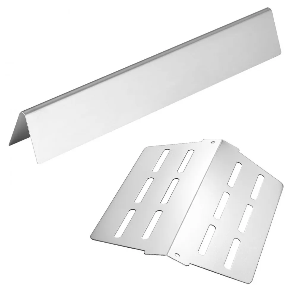 VEVOR Flavorizer Bars and Heat Deflectors, 17 inch Grill Replacement Part, for Weber Genesis 300 Series Grills, Including E310 E320 E330 S310 S320 S330, Stainless Steel Thicker Heat Plate, 7 Pack