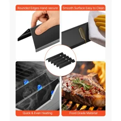 VEVOR Flavorizer Bars and Heat Deflectors, 17 in Grill Replacement Part, for Weber Genesis ll 310 315 335 340, E/S 325s, ES/SX 325s, E/S 335, EX/SX/EPX-335 Grills, Porcelain-enameled Steel, 8 Pack