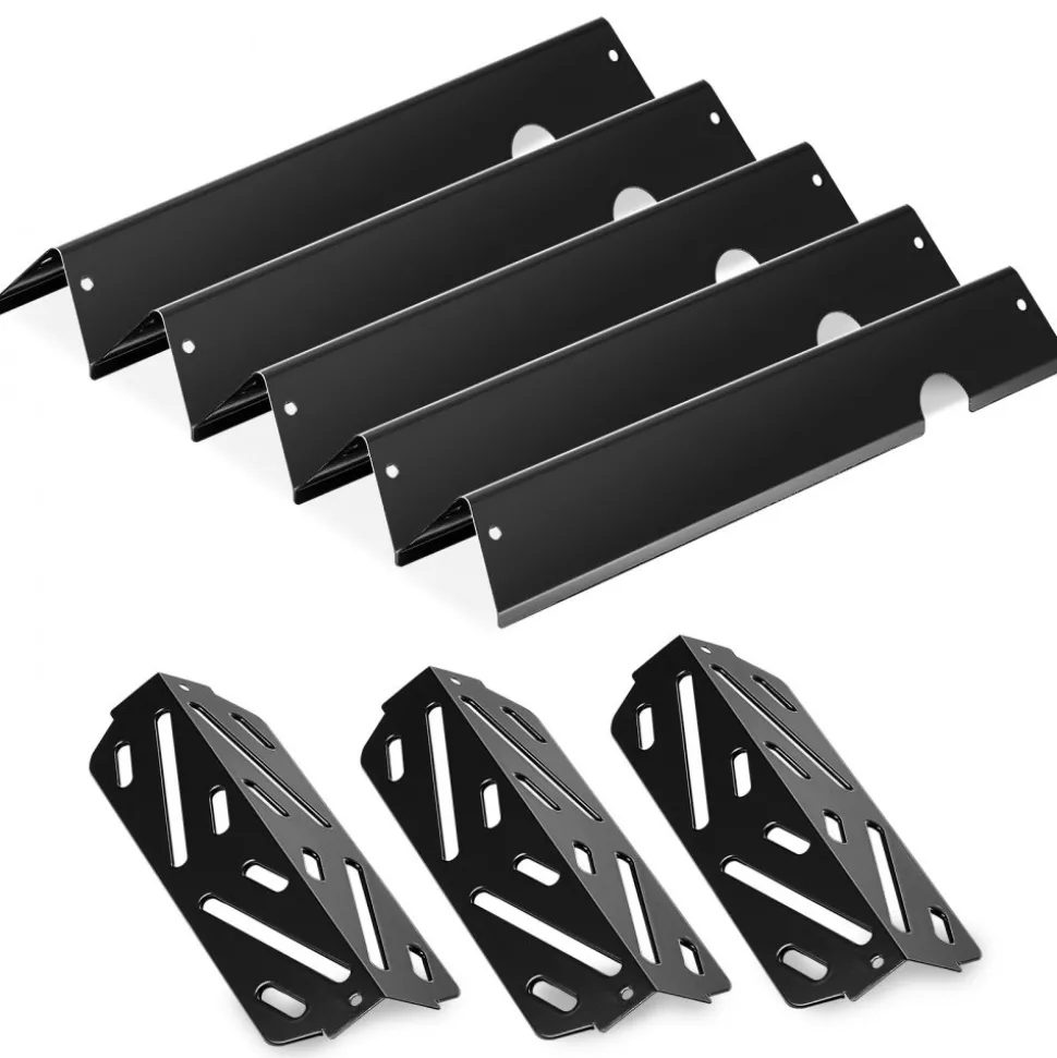 VEVOR Flavorizer Bars and Heat Deflectors, 17 in Grill Replacement Part, for Weber Genesis ll 310 315 335 340, E/S 325s, ES/SX 325s, E/S 335, EX/SX/EPX-335 Grills, Porcelain-enameled Steel, 8 Pack