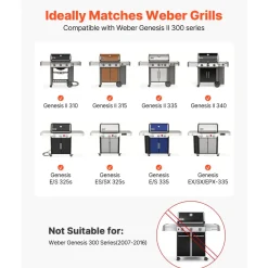 VEVOR Flavorizer Bars, 17 inch Grill Replacement Part, for Weber Genesis ll 310 315 335 340, E/S 325s, ES/SX 325s, E/S 335, EX/SX/EPX-335 Grills, Porcelain-enameled Steel Thicker Heat Plate, 5 Pack