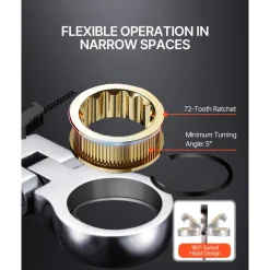 VEVOR Flex-Head Ratcheting Wrench Set, 8-piece Combination Wrench Set with Roll-up Pouch, Cr-V Steel Flexible Ratcheting Wrench Set Metric 8 mm to 17 mm, Ideal for General Household, Auto Repairs