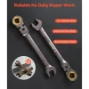 VEVOR Flex-Head Ratcheting Wrench Set, 12-Piece SAE Sizes, 72 Teeth, Cr-V Steel Ratchet Flexible Combination Wrench Set with Roll Up Pouch, for General Household and Automotive Repairs, Gray Nickel