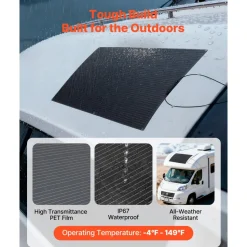 VEVOR Flexible Solar Panel, 200W Semi-Flexible Bendable Monocrystalline Solar Panel, 21.9% Efficiency Mono Off-Grid Charger with MC4 Output, IP67 Waterproof for Marine RV Car Cabin Curved Surfaces