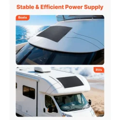 VEVOR Flexible Solar Panel, 200W Semi-Flexible Bendable Monocrystalline Solar Panel, 21.9% Efficiency Mono Off-Grid Charger with MC4 Output, IP67 Waterproof for Marine RV Car Cabin Curved Surfaces