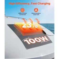 VEVOR Flexible Solar Panel, 100W Semi-Flexible Bendable Monocrystalline Solar Panel, 23% Efficiency Mono Off-Grid Charger with MC4 Output, IP67 Waterproof for Marine RV Car Cabin Curved Surfaces