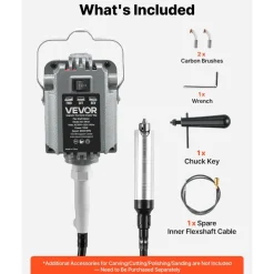 VEVOR Flex Shaft Grinder, 125W 18000RPM Electric Flex Shaft Rotary Tool, Foot Pedal Control Hanging Carver Grinder with Forward-Reverse Rotation for Carving Buffing Engraving Polishing