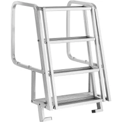 VEVOR Flip-Up Dock Ladder, 5-Step, Heavy-Duty Aluminum Alloy Pontoon Boat Swim Ladder, with Non-Slip Wide Steps, 350 lbs Weight Capacity, Pull Rope Assist, Comfort Use for Lake Pool Marine Boarding