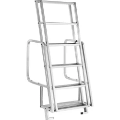 VEVOR Flip-Up Dock Ladder, 6-Step, Heavy-Duty Aluminum Alloy Pontoon Boat Swim Ladder, with Non-Slip Wide Steps, 350 lbs Weight Capacity, Pull Rope Assist, Comfort Use for Lake Pool Marine Boarding