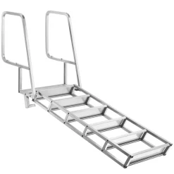 VEVOR Flip-Up Dock Ladder, 6-Step, Heavy-Duty Aluminum Alloy Pontoon Boat Swim Ladder, with Non-Slip Wide Steps, 350 lbs Weight Capacity, Pull Rope Assist, Comfort Use for Lake Pool Marine Boarding