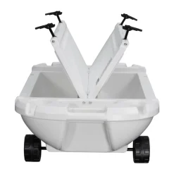 VEVOR Floating Cooler, 40 QT Floating Ice Chest with Dry Storage, Wheels & Tow Rope, Premium LLDPE Amphibious Drink Cooler for Water & Land, Cruise Stable on Lake, River, Pool, Beach, Kayak, White