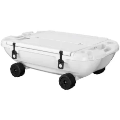 VEVOR Floating Cooler, 40 QT Floating Ice Chest with Dry Storage, Wheels & Tow Rope, Premium LLDPE Amphibious Drink Cooler for Water & Land, Cruise Stable on Lake, River, Pool, Beach, Kayak, White