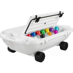 VEVOR Floating Cooler, 40 QT Floating Ice Chest with Dry Storage, Wheels & Tow Rope, Premium LLDPE Amphibious Drink Cooler for Water & Land, Cruise Stable on Lake, River, Pool, Beach, Kayak, White