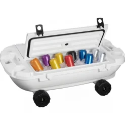 VEVOR Floating Cooler, 40 QT Floating Ice Chest with Dry Storage, Wheels & Tow Rope, Premium LLDPE Amphibious Drink Cooler for Water & Land, Cruise Stable on Lake, River, Pool, Beach, Kayak, White