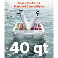 VEVOR Floating Cooler, 40 QT Floating Ice Chest with Dry Storage, Wheels & Tow Rope, Premium LLDPE Amphibious Drink Cooler for Water & Land, Cruise Stable on Lake, River, Pool, Beach, Kayak, White
