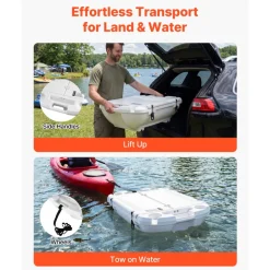 VEVOR Floating Cooler, 40 QT Floating Ice Chest with Dry Storage & Tow Rope, Premium LLDPE Amphibious Drink Cooler for Water & Land, Cruise Smoothly Stable on Lake, River, Pool, Beach, Kayak, White