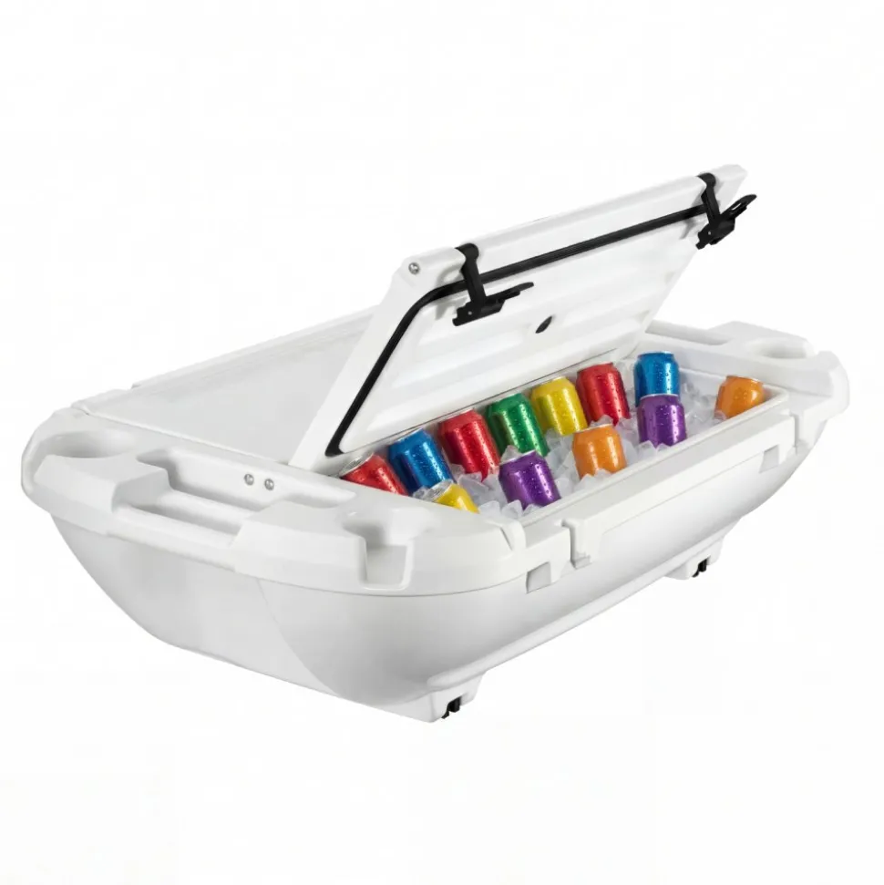 VEVOR Floating Cooler, 40 QT Floating Ice Chest with Dry Storage & Tow Rope, Premium LLDPE Amphibious Drink Cooler for Water & Land, Cruise Smoothly Stable on Lake, River, Pool, Beach, Kayak, White