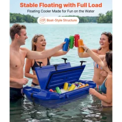 VEVOR Floating Cooler, 40 QT Floating Ice Chest with Dry Storage & Tow Rope, Premium LLDPE Amphibious Drink Cooler for Water & Land, Smooth Stable Cruiser on Lake, River, Pool, Beach, Kayak, Deep Blue