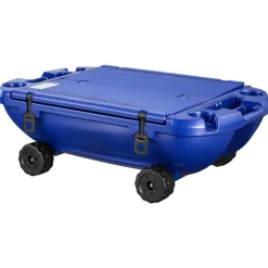 VEVOR Floating Cooler, 40 QT Floating Ice Chest with Dry Storage, Wheels & Tow Rope, Premium LLDPE Amphibious Drink Cooler for Water & Land, Cruise Stable on Lake, River, Pool, Beach, Kayak, Deep Blue