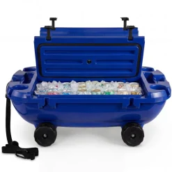 VEVOR Floating Cooler, 40 QT Floating Ice Chest with Dry Storage, Wheels & Tow Rope, Premium LLDPE Amphibious Drink Cooler for Water & Land, Cruise Stable on Lake, River, Pool, Beach, Kayak, Deep Blue