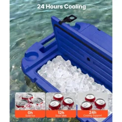 VEVOR Floating Cooler, 40 QT Floating Ice Chest with Dry Storage, Wheels & Tow Rope, Premium LLDPE Amphibious Drink Cooler for Water & Land, Cruise Stable on Lake, River, Pool, Beach, Kayak, Deep Blue