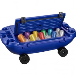 VEVOR Floating Cooler, 40 QT Floating Ice Chest with Dry Storage, Wheels & Tow Rope, Premium LLDPE Amphibious Drink Cooler for Water & Land, Cruise Stable on Lake, River, Pool, Beach, Kayak, Deep Blue