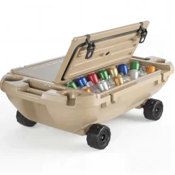 VEVOR Floating Cooler, 40 QT Floating Ice Chest with Dry Storage & Tow Rope, Premium LLDPE Amphibious Drink Cooler for Water & Land, Cruise Smoothly Stable on Lake, River, Pool, Beach, Kayak, Orange