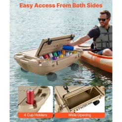 VEVOR Floating Cooler, 40 QT Floating Ice Chest with Dry Storage & Tow Rope, Premium LLDPE Amphibious Drink Cooler for Water & Land, Cruise Smoothly Stable on Lake, River, Pool, Beach, Kayak, Orange