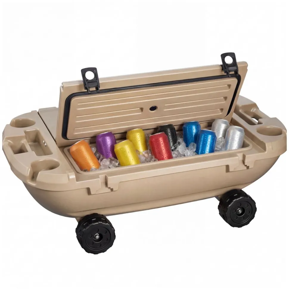 VEVOR Floating Cooler, 40 QT Floating Ice Chest with Dry Storage & Tow Rope, Premium LLDPE Amphibious Drink Cooler for Water & Land, Cruise Smoothly Stable on Lake, River, Pool, Beach, Kayak, Orange
