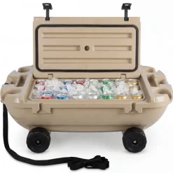 VEVOR Floating Cooler, 40 QT Floating Ice Chest with Dry Storage & Tow Rope, Premium LLDPE Amphibious Drink Cooler for Water & Land, Cruise Smoothly Stable on Lake, River, Pool, Beach, Kayak, Orange