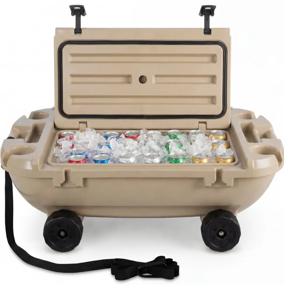 VEVOR Floating Cooler, 40 QT Floating Ice Chest with Dry Storage & Tow Rope, Premium LLDPE Amphibious Drink Cooler for Water & Land, Cruise Smoothly Stable on Lake, River, Pool, Beach, Kayak, Orange