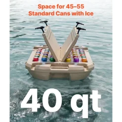 VEVOR Floating Cooler, 40 QT Floating Ice Chest with Dry Storage & Tow Rope, Premium LLDPE Amphibious Drink Cooler for Water & Land, Cruise Smoothly Stable on Lake, River, Pool, Beach, Kayak, Orange