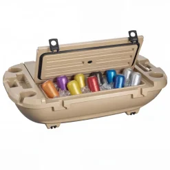 VEVOR Floating Cooler, 40 QT Floating Ice Chest with Dry Storage & Tow Rope, Premium LLDPE Amphibious Drink Cooler for Water & Land, Cruise Smoothly Stable on Lake, River, Pool, Beach, Kayak, Apricot