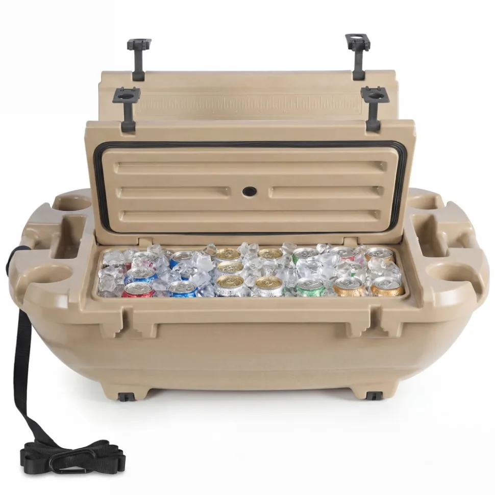 VEVOR Floating Cooler, 40 QT Floating Ice Chest with Dry Storage & Tow Rope, Premium LLDPE Amphibious Drink Cooler for Water & Land, Cruise Smoothly Stable on Lake, River, Pool, Beach, Kayak, Apricot