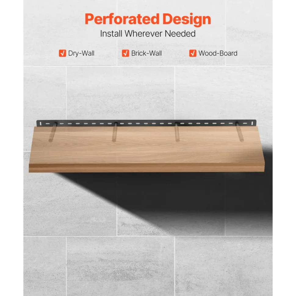 VEVOR Floating Shelf Bracket 1 Pack, 230 lbs/104 kg Weight Capacity, 43x6.2x1.5 inch / 1092.2x157.4x38.1 mm, Heavy Duty Hidden Shelf Brackets Support, Wall Mounting Invisible Floating Shelves Bracket