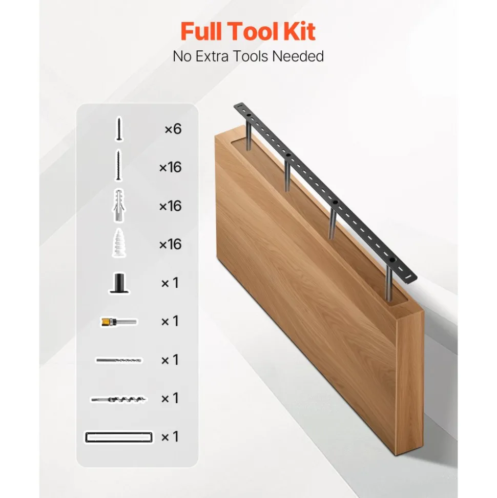 VEVOR Floating Shelf Bracket 1 Pack, 230 lbs/104 kg Weight Capacity, 43x6.2x1.5 inch / 1092.2x157.4x38.1 mm, Heavy Duty Hidden Shelf Brackets Support, Wall Mounting Invisible Floating Shelves Bracket