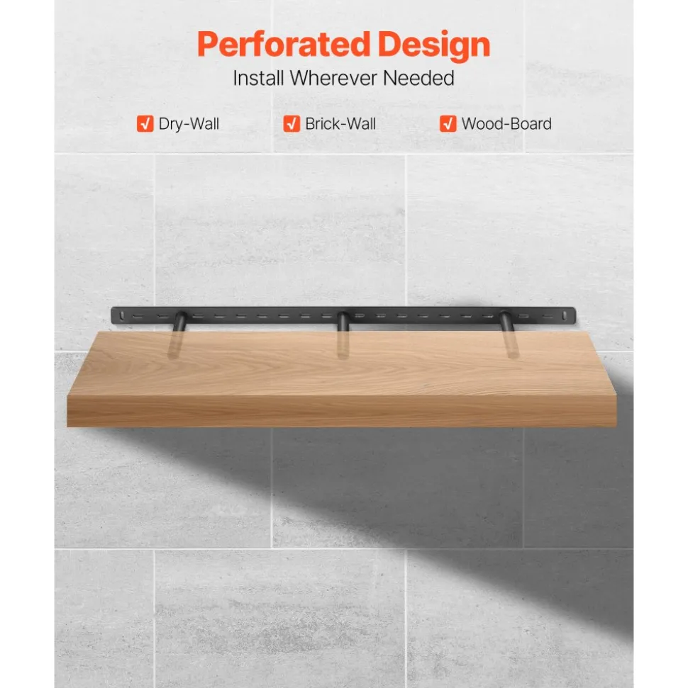 VEVOR Floating Shelf Bracket 1 Pack, 190 lbs/86 kg Weight Capacity, 34x6.2x1.5 inch / 863.6x157.4x38.1 mm, Heavy Duty Hidden Shelf Brackets Support, Wall Mounting Invisible Floating Shelves Bracket