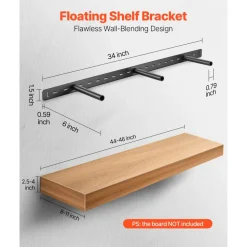VEVOR Floating Shelf Bracket 1 Pack, 190 lbs/86 kg Weight Capacity, 34x6.2x1.5 inch / 863.6x157.4x38.1 mm, Heavy Duty Hidden Shelf Brackets Support, Wall Mounting Invisible Floating Shelves Bracket