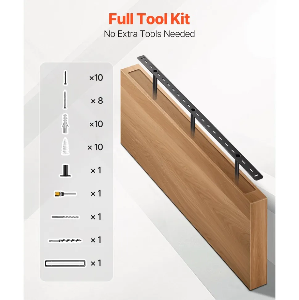 VEVOR Floating Shelf Bracket 1 Pack, 190 lbs/86 kg Weight Capacity, 34x6.2x1.5 inch / 863.6x157.4x38.1 mm, Heavy Duty Hidden Shelf Brackets Support, Wall Mounting Invisible Floating Shelves Bracket