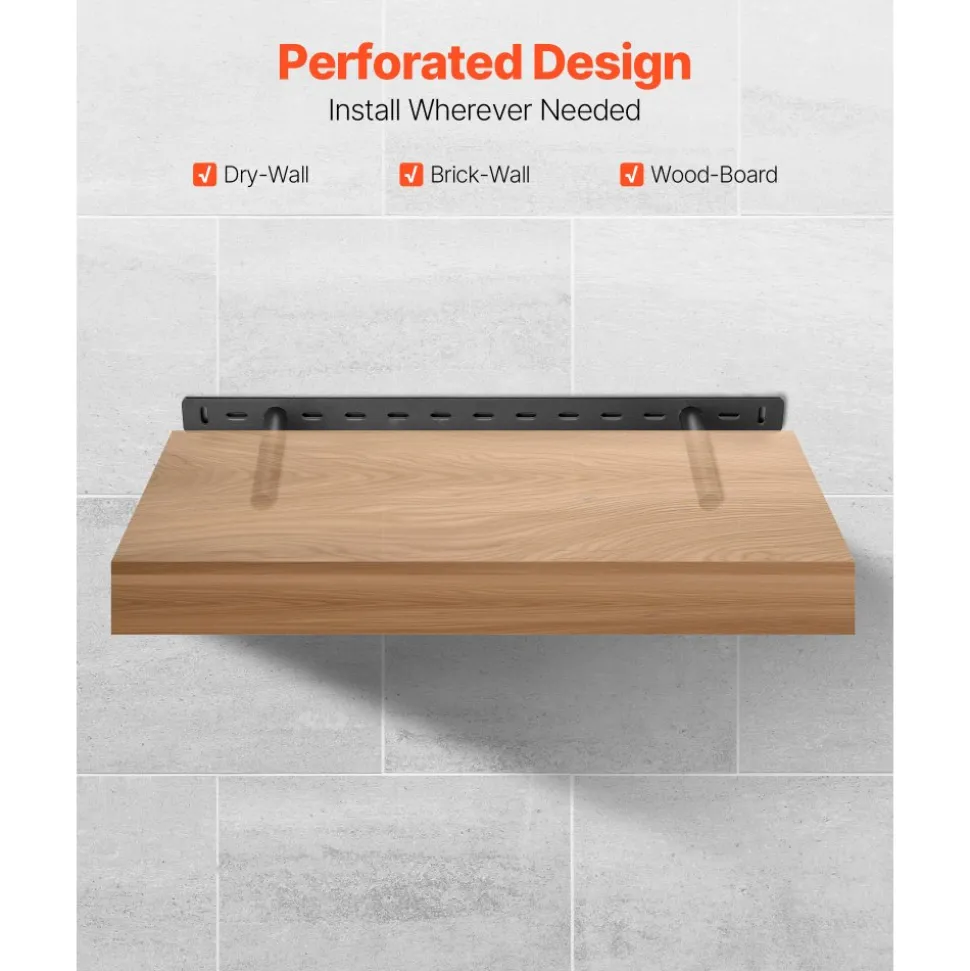 VEVOR Floating Shelf Brackets 2 Pcs, 150 lbs/68 kg Weight Capacity, 22x6.2x1.5 inch / 558.4x157.4x38.1 mm, Heavy Duty Hidden Shelf Brackets Support, Wall Mounting Invisible Floating Shelves Bracket