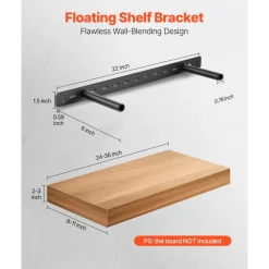 VEVOR Floating Shelf Brackets 2 Pcs, 150 lbs/68 kg Weight Capacity, 22x6.2x1.5 inch / 558.4x157.4x38.1 mm, Heavy Duty Hidden Shelf Brackets Support, Wall Mounting Invisible Floating Shelves Bracket
