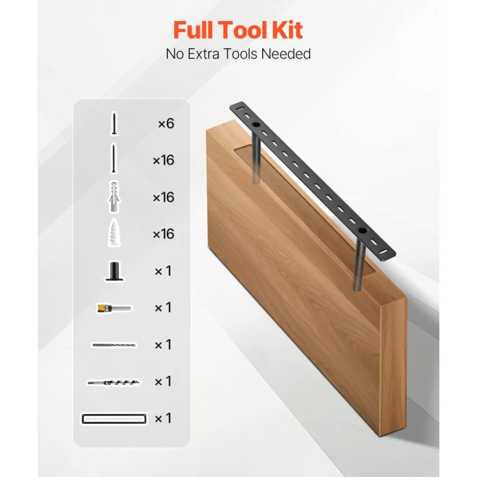 VEVOR Floating Shelf Brackets 2 Pcs, 150 lbs/68 kg Weight Capacity, 22x6.2x1.5 inch / 558.4x157.4x38.1 mm, Heavy Duty Hidden Shelf Brackets Support, Wall Mounting Invisible Floating Shelves Bracket
