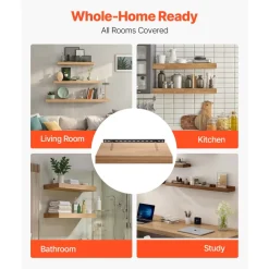 VEVOR Floating Shelf Brackets 2 Pcs, 150 lbs/68 kg Weight Capacity, 22x6.2x1.5 inch / 558.4x157.4x38.1 mm, Heavy Duty Hidden Shelf Brackets Support, Wall Mounting Invisible Floating Shelves Bracket