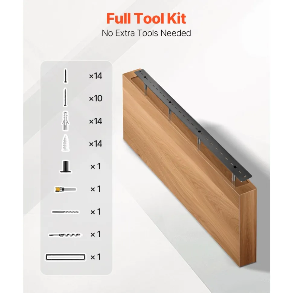 VEVOR Floating Shelf Bracket 1 Pack, 230 lbs/104 kg Weight Capacity, 46x6.2x3 inch / 1168.4x157.4x76.2 mm, Heavy Duty Hidden Shelf Brackets Support, Wall Mounting Invisible Floating Shelves Bracket