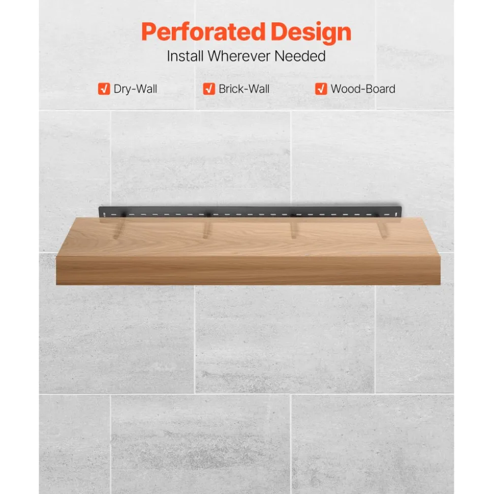 VEVOR Floating Shelf Bracket 1 Pack, 230 lbs/104 kg Weight Capacity, 46x6.2x3 inch / 1168.4x157.4x76.2 mm, Heavy Duty Hidden Shelf Brackets Support, Wall Mounting Invisible Floating Shelves Bracket