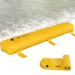 VEVOR Flood Barrier, 12 ft Length x 12 in Height Sandbag Alternative, Water Barrier for Flooding with Great Waterproof Effect, Reusable PVC Water Diversion Tubes, Flood Barriers for Home, Door, Garage