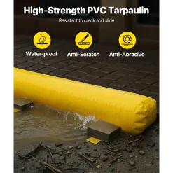 VEVOR Flood Barrier, 12 ft Length x 12 in Height Sandbag Alternative, Water Barrier for Flooding with Great Waterproof Effect, Reusable PVC Water Diversion Tubes, Flood Barriers for Home, Door, Garage