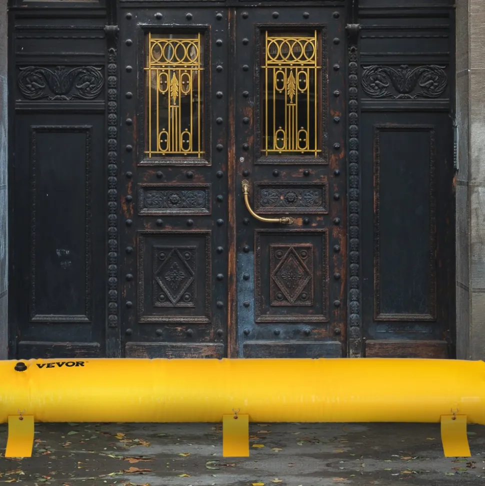 VEVOR Flood Barrier, 12 ft Length x 12 in Height Sandbag Alternative, Water Barrier for Flooding with Great Waterproof Effect, Reusable PVC Water Diversion Tubes, Flood Barriers for Home, Door, Garage